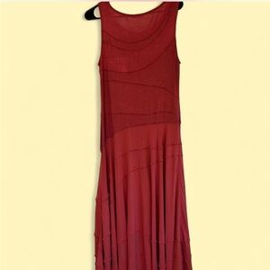 Soft Surroundings rust orange tiered viscose maxi dress Sz M P